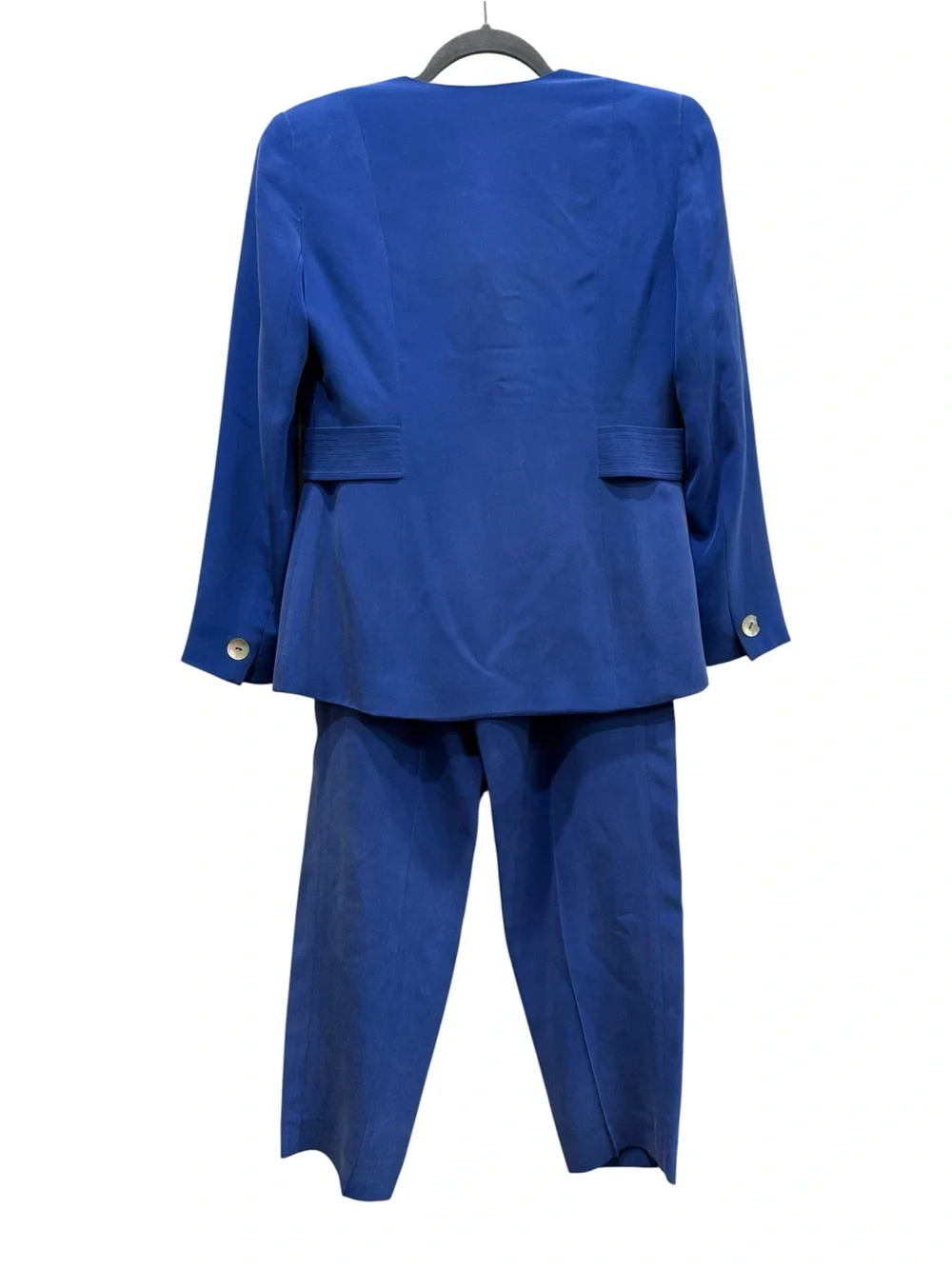 100% Silk Vintage Jones New York Petite Royal Blue Suit Set (Size 4P)